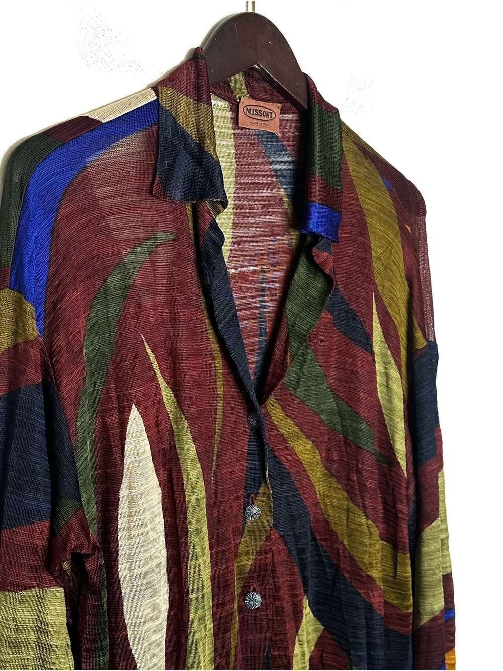 Vintage Missoni orange label Multicolor Abstract Knit Cardigan Jacket - Picture 4 of 9